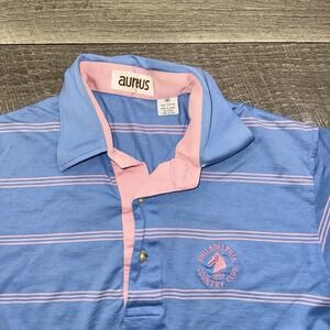 VTG 80s/90s Aureus Japan Golf Polo Shirt Pastel Blue Pink Striped PGA Mens M